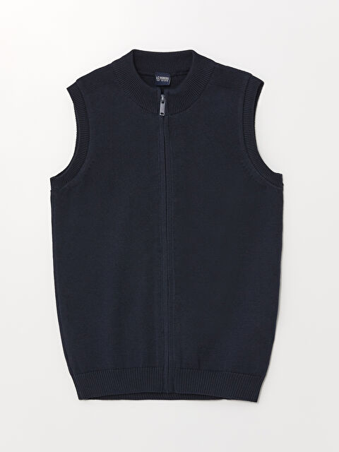 LCW Kids Dik Yaka Basic Erkek Çocuk Triko Yelek - W40200Z4-HRC