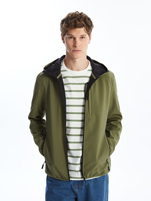 XSIDE Standart Kalıp Kapüşonlu Softshell Erkek Mont - W40435Z8-HBV