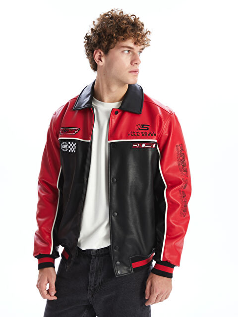 XSIDE Standart Kalıp Erkek Deri Görünümlü Ceket - W40458Z8-CVL