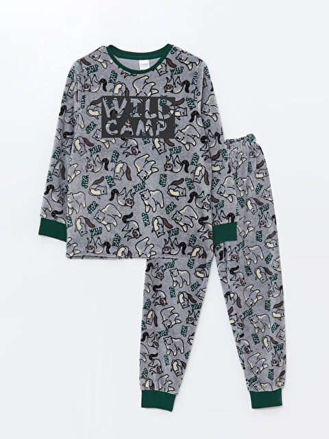 LCW Kids Bisiklet Yaka Kadife Erkek Çocuk Pijama Takımı - W40501Z4-998