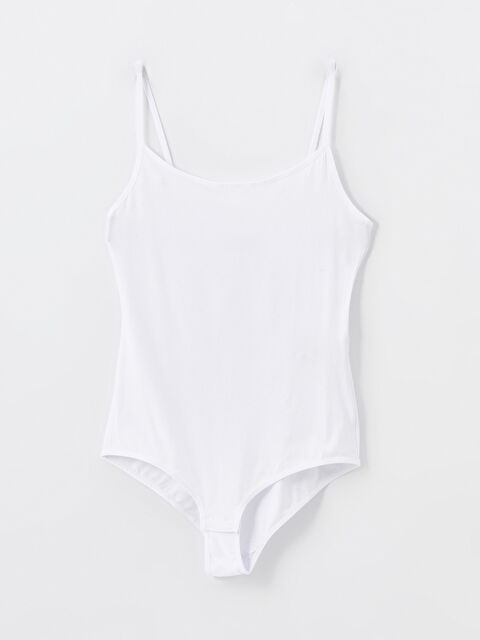 LCW DREAM U Yaka Düz Askılı Kadın Çıtçıtlı Body - W40612Z8-FFB