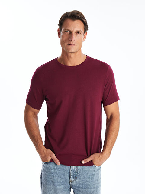 LCWAIKIKI Classic Bisiklet Yaka Penye Erkek Tişört - W40813Z8-KW8