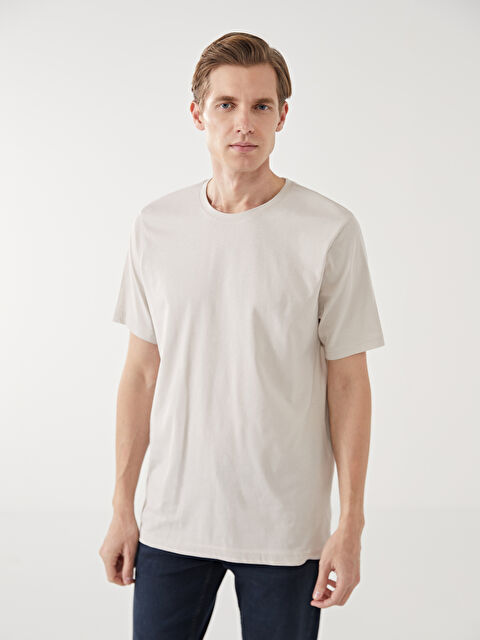 LCWAIKIKI Classic Bisiklet Yaka Penye Erkek Tişört - W40813Z8-RTC