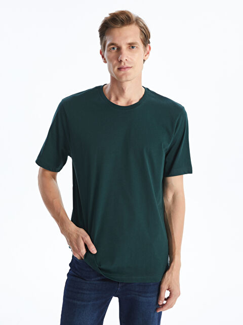 LCWAIKIKI Classic Bisiklet Yaka Penye Erkek Tişört - W40813Z8-YFA