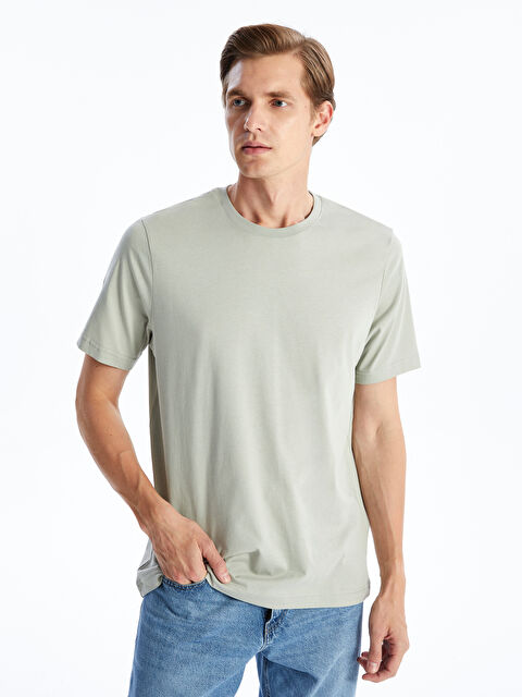 LCWAIKIKI Classic Bisiklet Yaka Penye Erkek Tişört - W40813Z8-YL1