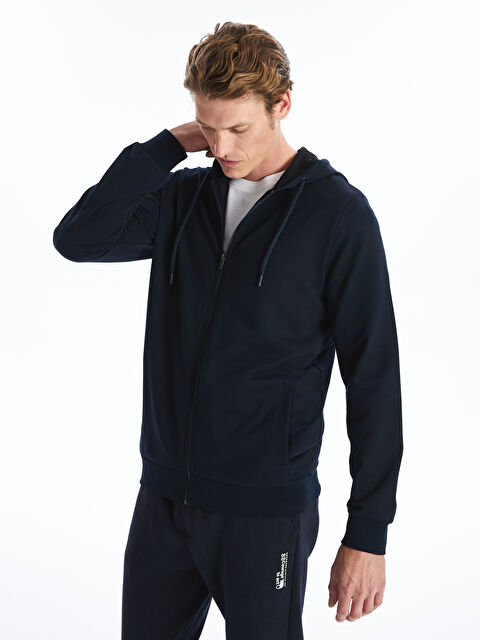 LCWAIKIKI Classic Kapüşonlu Uzun Kollu Erkek Fermuarlı Sweatshirt - W40835Z8-RFH