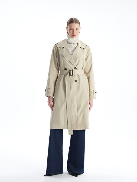 LCWAIKIKI Classic Ceket Yaka Kadın Trençkot - W40857Z8-FGP