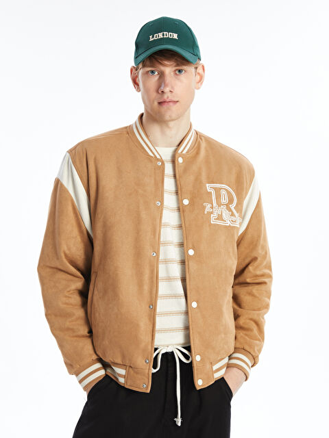 XSIDE Standart Kalıp Kolej Yaka Erkek Bomber Mont - W40888Z8-GVL