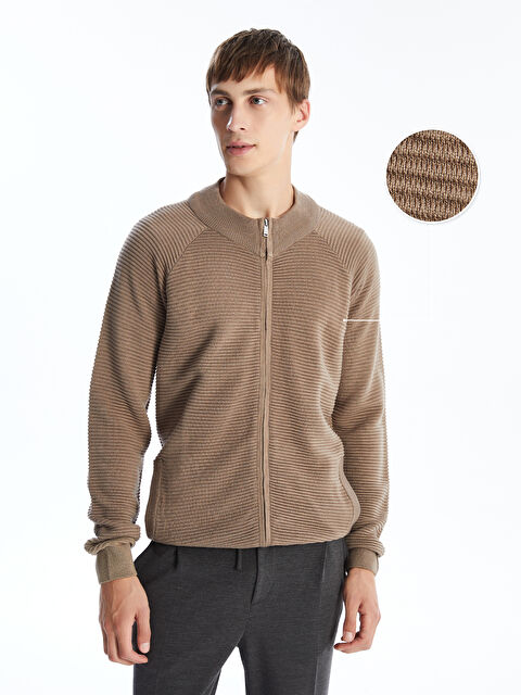 LCW Vision Regular Fit Funnel Neck Men's Knit Cardigan - W40940Z8-ELJ