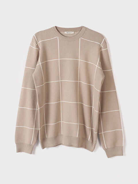 LCW Vision Crew Neck Long Sleeve Plaid Men's Knitwear Sweater - W40989Z8-L8Q