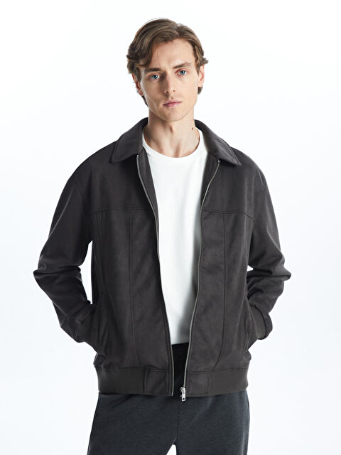 LCW Vision Slim Fit Gömlek Yaka Süet Erkek Mont - W41100Z8-HGG