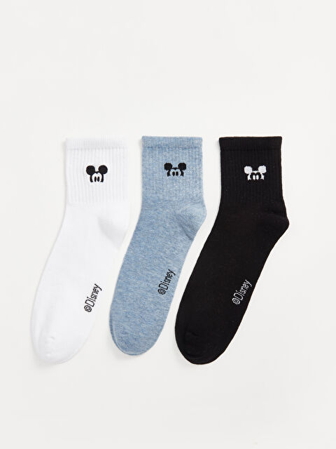 LCW DREAM Mickey Mouse Baskılı Kadın Soket Çorap 3'lü - W41289Z8-FDU