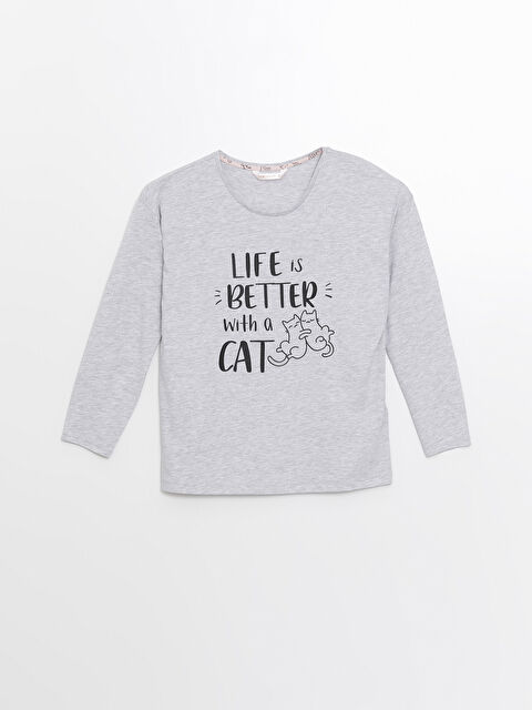 LCW DREAM Bisiklet Yaka Baskılı Kadın Pijama Üstü - W41409Z8-CT3