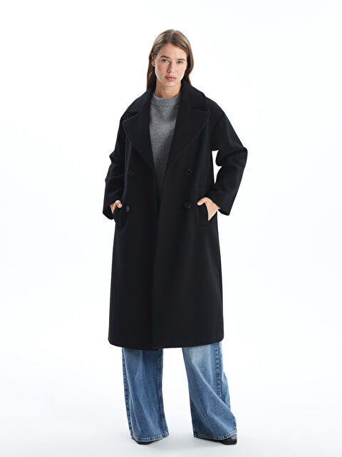 LCW Modest Ceket Yaka Kadın Kaşe Kaban - W41455Z8-CVL