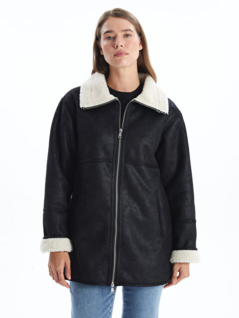 LCW Modest Gömlek Yaka Kadın Deri Görünümlü Mont - W41483Z8-CVL