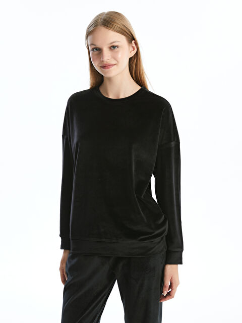 LCW DREAM Bisiklet Yaka Düz Uzun Kollu Kadın Pijama Üst - W41547Z8-CVL