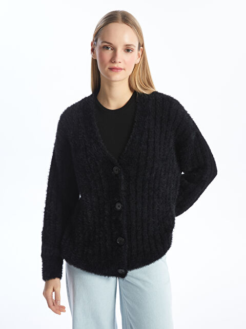 LCW Modest V Yaka Kadın Triko Hırka - W41580Z8-RQL