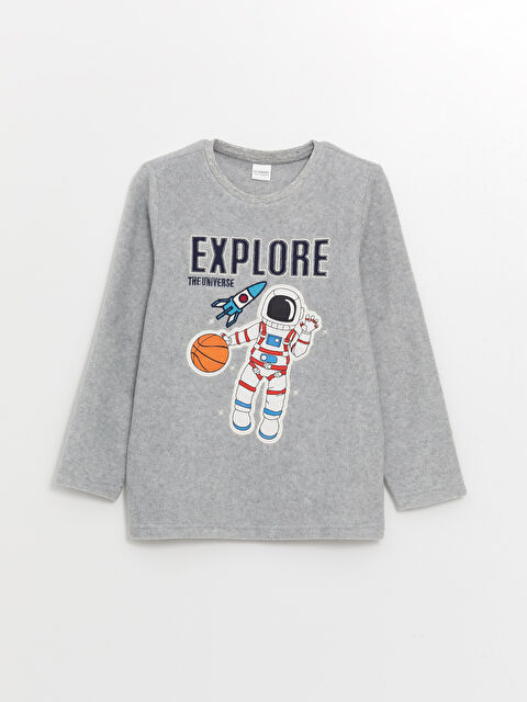 LCW Kids Bisiklet Yaka Polar Erkek Çocuk Pijama Üst - W41659Z4-LAK