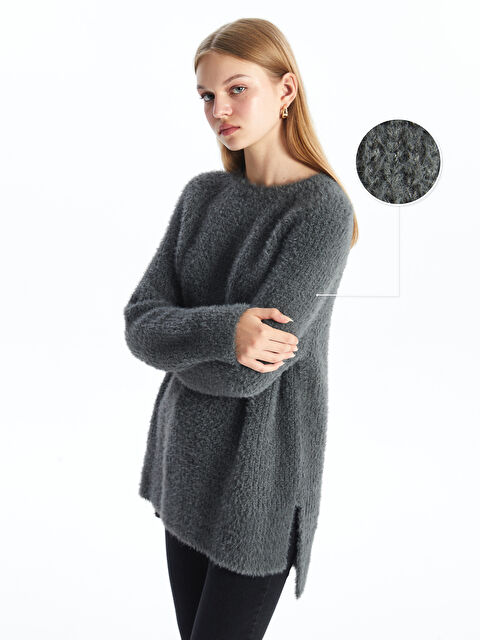 LCW Modest Bisiklet Yaka Düz Uzun Kollu Kadın Triko Kazak - W41672Z8-YFU