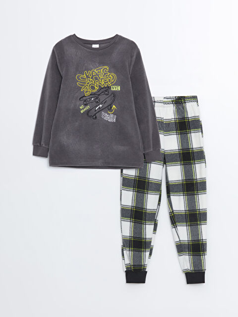 LCW Kids Bisiklet Yaka Polar Erkek Çocuk Pijama Takımı - W41681Z4-R2D