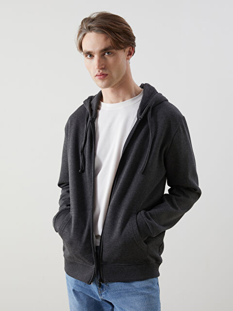 XSIDE Hooded Long Sleeve Men's Zip-Up Sweatshirt - W41718Z8-LAL