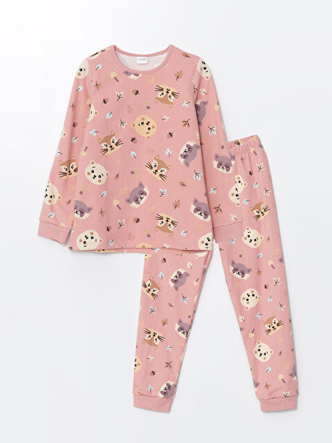 LCW Kids Bisiklet Yaka Polar Kız Çocuk Pijama Takımı - W41784Z4-LT3