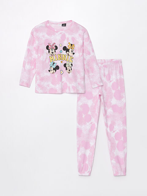 LCW Kids Bisiklet Yaka Minnie Mouse Baskılı Uzun Kollu Kız Çocuk Pijama Takımı - W41798Z4-LT4