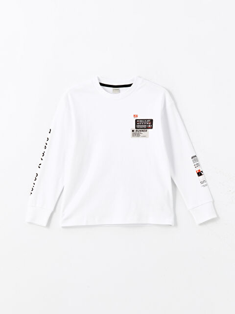 LCW Kids Bisiklet Yaka Uzun Kollu Baskılı Erkek Çocuk Tişört - W41849Z4-Q6K