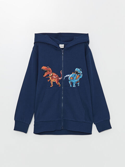 LCW Kids Rahat Kalıp Kapüşonlu Erkek Çocuk Fermuarlı Sweatshirt - W41866Z4-JC7