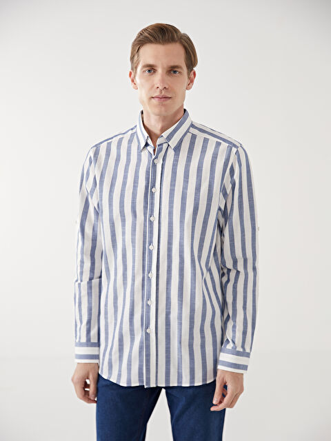 LCW Vision Slim Fit Long Sleeve Striped Men's Shirt