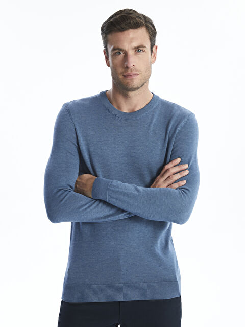 LCWAIKIKI Classic Crew Neck Long Sleeve Men's Tricot Sweater - W42146Z8-DLT