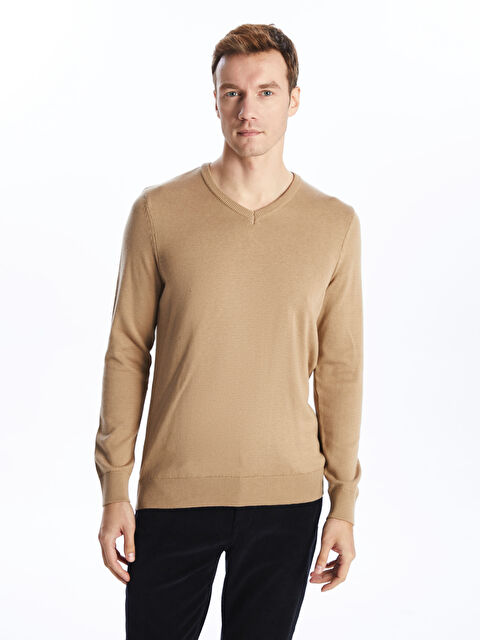 LCWAIKIKI Classic V Yaka Uzun Kollu Erkek Triko Kazak - W42149Z8-GVL