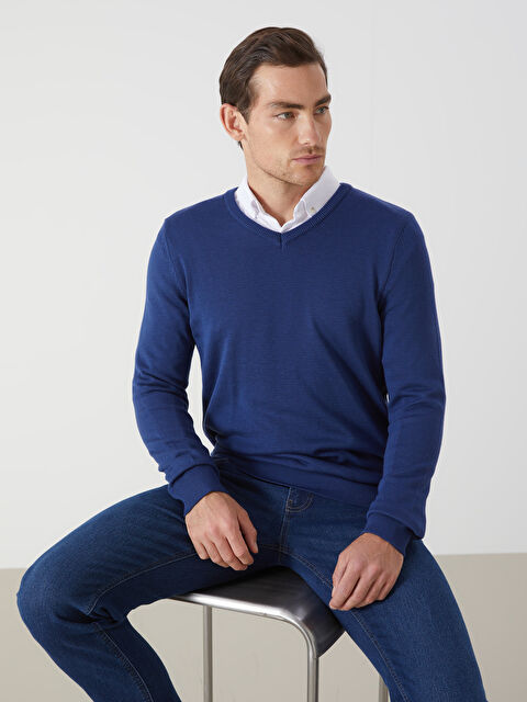 LCWAIKIKI Classic V Yaka Uzun Kollu Erkek Triko Kazak - W42149Z8-JQ6