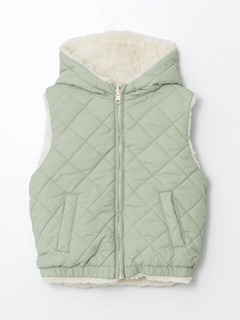 LCW Kids Kapüşonlu Pelüş Kız Çocuk Yelek - W42165Z1-FDP