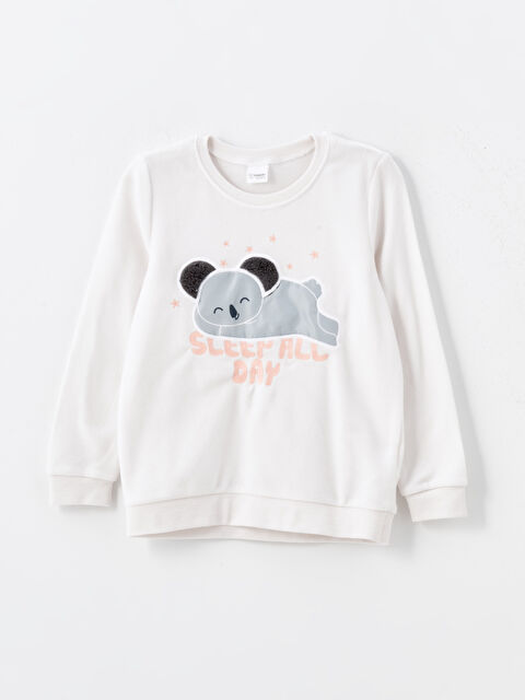 LCW Kids Bisiklet Yaka Polar Kız Çocuk Pijama Üst - W42181Z4-FES