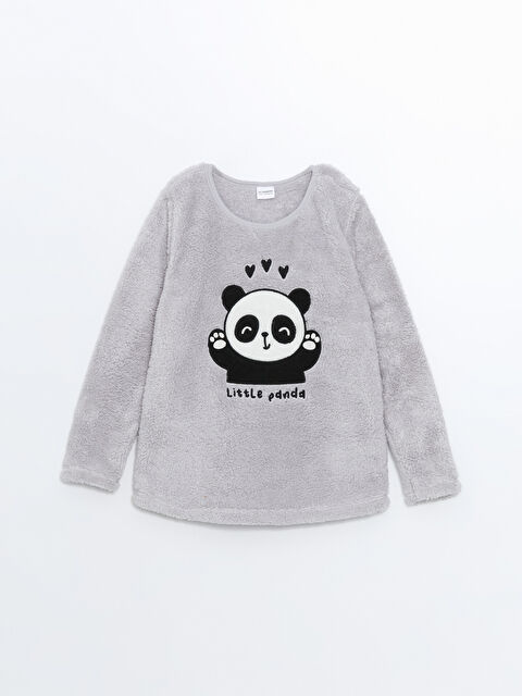 LCW Kids Bisiklet Yaka Pelüş Kız Çocuk Pijama Üst - W42184Z4-J2E