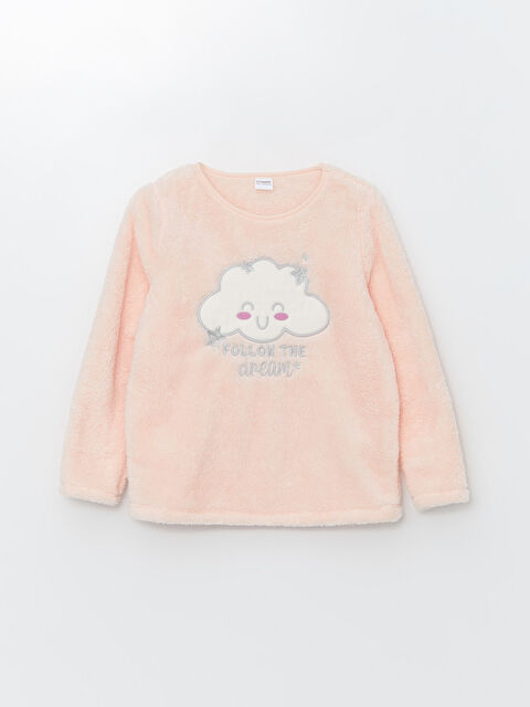 LCW Kids Bisiklet Yaka Pelüş Kız Çocuk Pijama Üst - W42187Z4-FVA