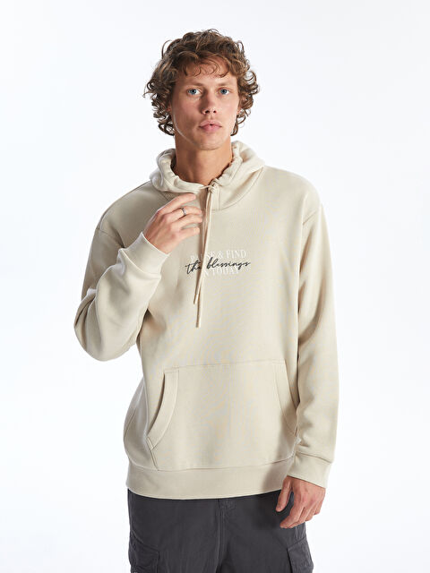 XSIDE Uzun Kollu Baskılı Erkek Kalın Hoodie - W42316Z8-YCP