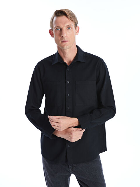 LCWAIKIKI Classic Regular Fit Uzun Kollu Gabardin Erkek Gömlek - W42379Z8-CVL