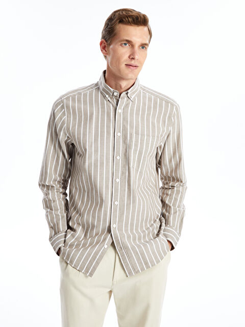 LCWAIKIKI Classic Regular Fit Uzun Kollu Çizgili Erkek Gömlek - W42381Z8-LEA