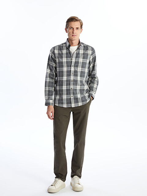 LCWAIKIKI Classic Regular Fit Uzun Kollu Ekose Gabardin Erkek Gömlek - W42390Z8-LMK