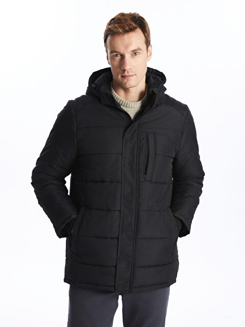 LCWAIKIKI Classic Standart Kalıp Kapüşonlu Erkek Şişme Mont - W42409Z8-CVL