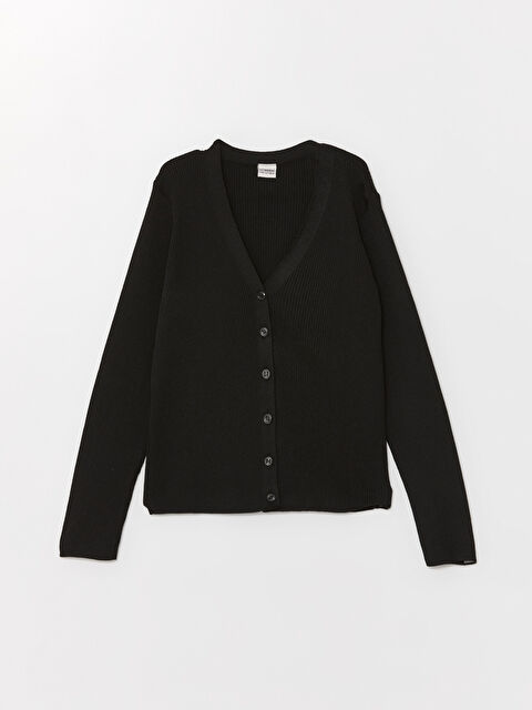 LCW Kids V Yaka Basic Uzun Kollu Kız Çocuk Triko Hırka - W42594Z4-CVL