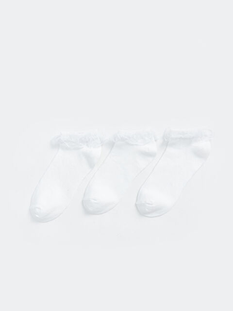 LCW Kids Dantel Detaylı Kız Çocuk Patik Çorap 3'lü - W42632Z4-JYX