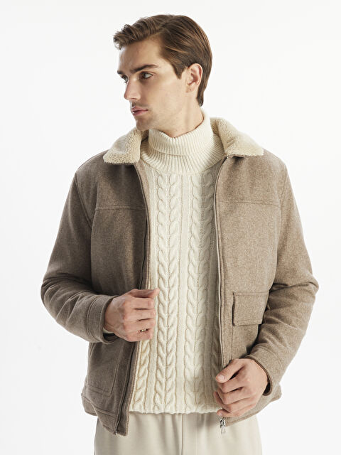 LCW Vision Standart Kalıp Gömlek Yaka Erkek Kaşe Mont - W43029Z8-DU7