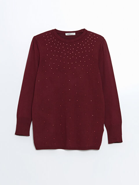 LCW Grace Bisiklet Yaka Taşlı Kadın Triko Kazak - W43075Z8-KJQ