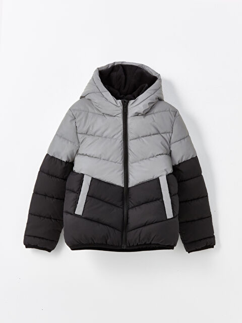 LCW Kids Kapüşonlu Reflektör Detaylı Erkek Çocuk Şişme Mont - W43079Z4-J2B