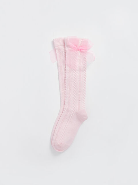 LCW Kids Fiyonk Detaylı Kız Çocuk Diz Altı Çorap - W43164Z4-FXX