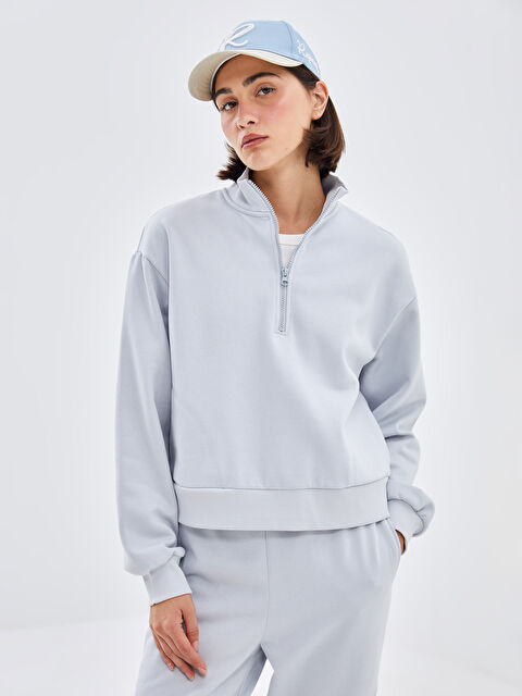 LCW Vision Dik Yaka Oversize Kadın Kalın Sweatshirt - W43320Z8-GAJ