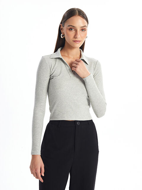 LCW Vision Polo Yaka Düz Uzun Kollu Kadın Body - W43341Z8-F8Y